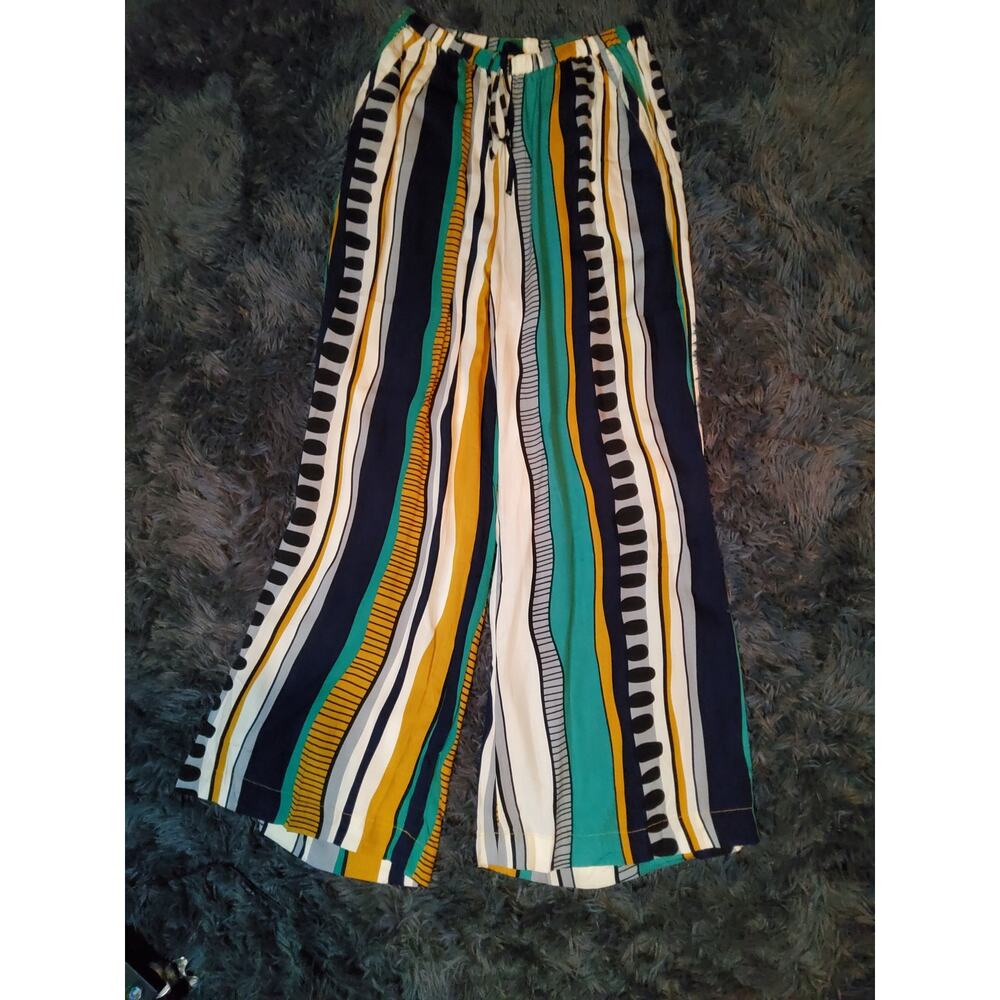 #315 Brand New With Tags Umgee Pull On Wide Leg Stretch Waist Funky Pants Size M